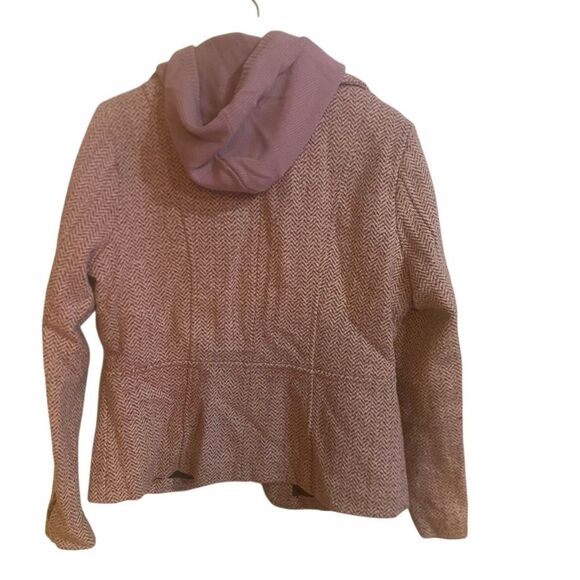 NILS women's purple/pink tweed blazer embroidered floral details removable hood - Picture 3 of 7